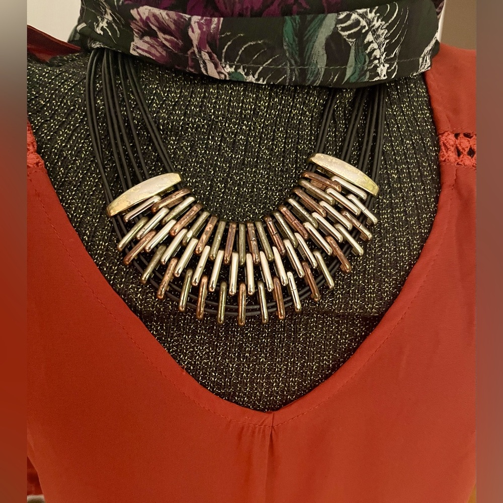 Vintage mixed metals statement necklace